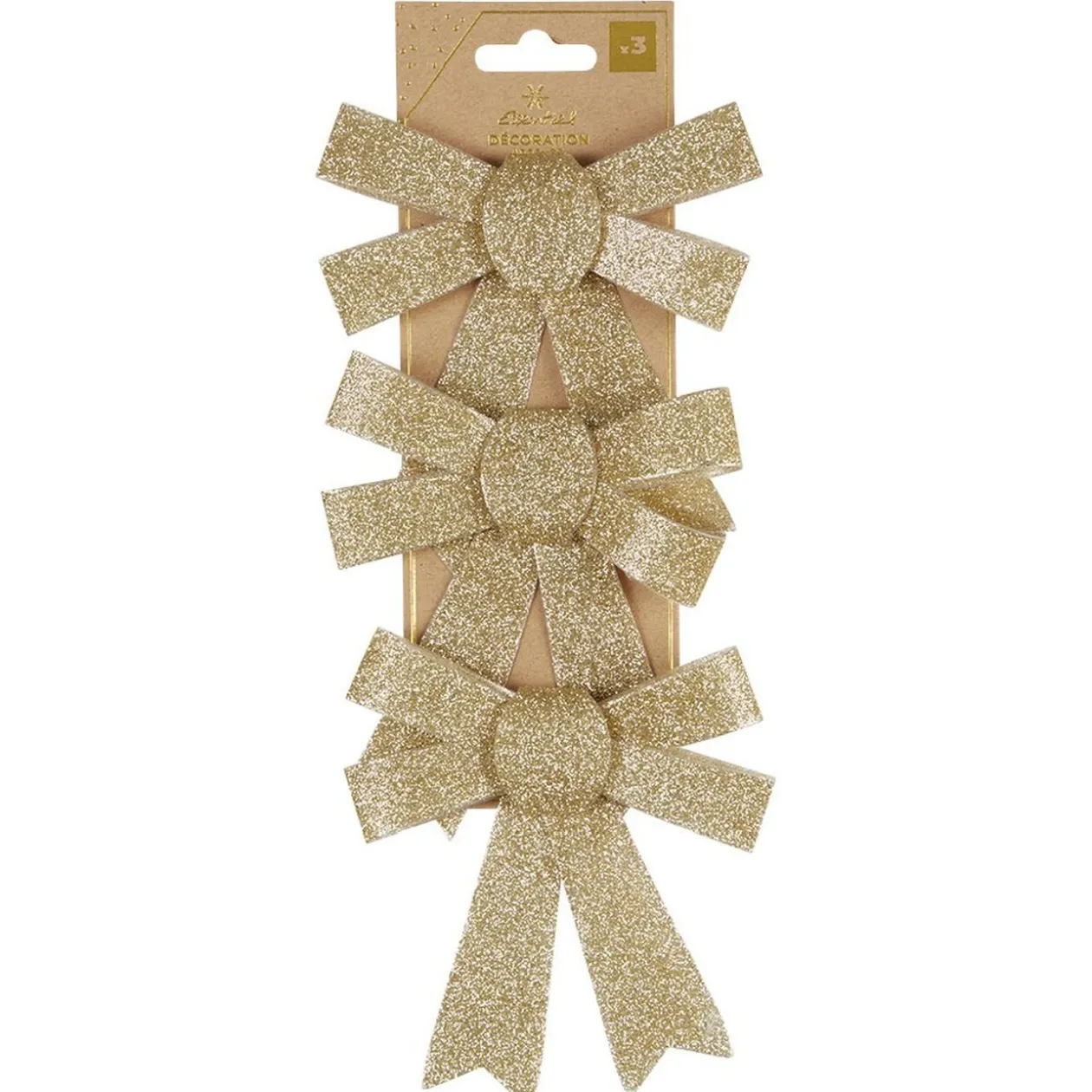 Noeud de Noël doré à suspendre x3