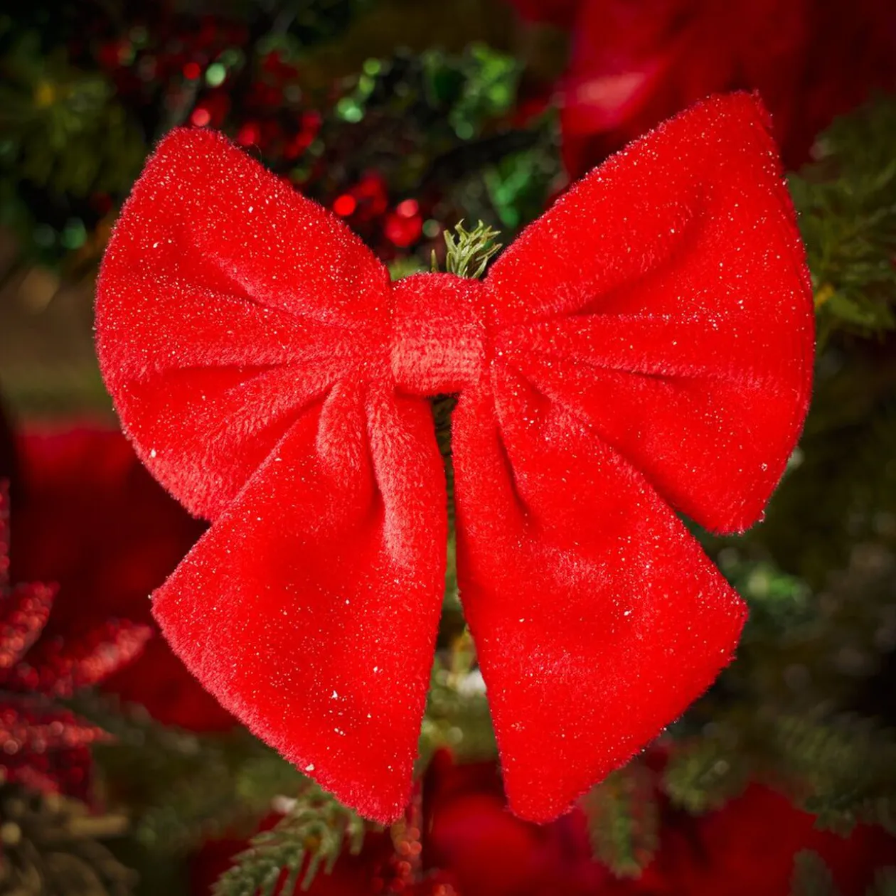 Noeud de Noël velours rouge x2 - 12xH13cm