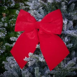 Noeud de Noël XL velours rouge à suspendre H. 40cm