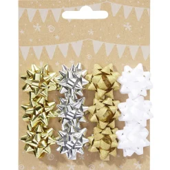 Noeud métallisé petit format pour emballage cadeau x12