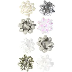 Noeud pour cadeau de Noël argenté x8