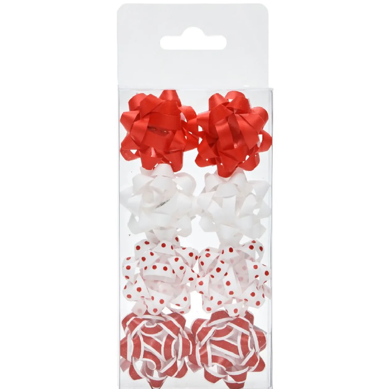Noeud pour emballage cadeau de Noël rouge et blanc x8