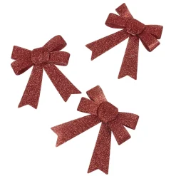 Noeud rouge pailleté à suspendre x3