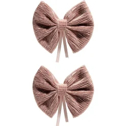 Noeud ruban velours côtelé rose L14,5xH12cm x2