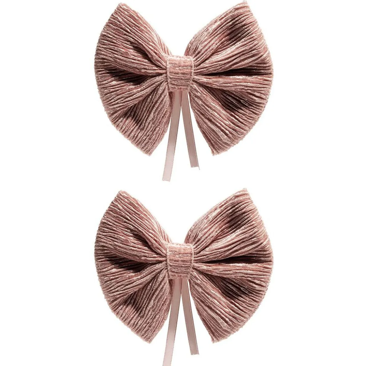 Noeud ruban velours côtelé rose L14,5xH12cm x2