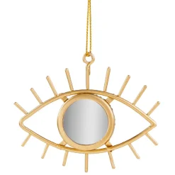 Oeil miroir à suspendre doré