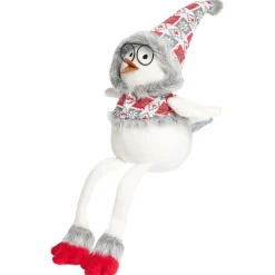 Oiseau assis déco Noël avec pattes pendantes H54cm