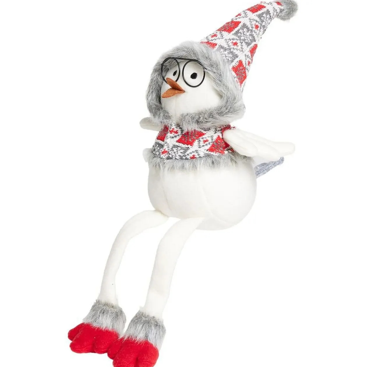 Oiseau assis déco Noël avec pattes pendantes H54cm
