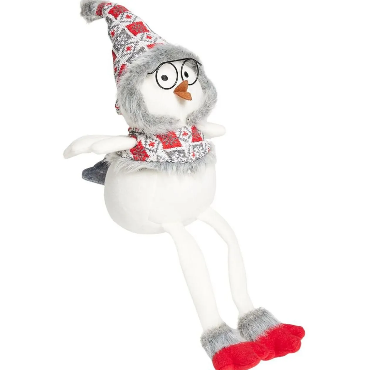 Oiseau assis déco Noël avec pattes pendantes H54cm