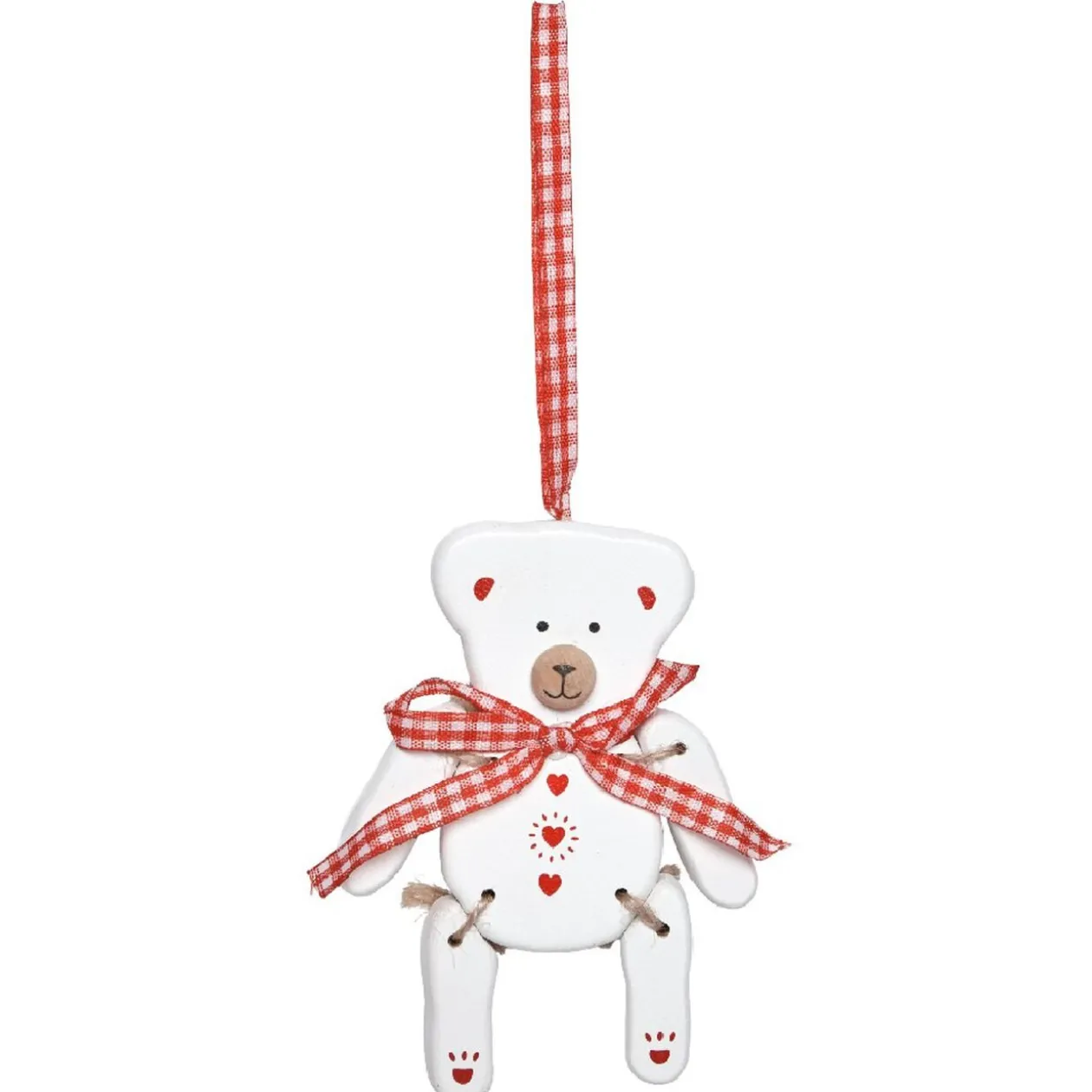 Ourson de Noël à suspendre rouge et blanc