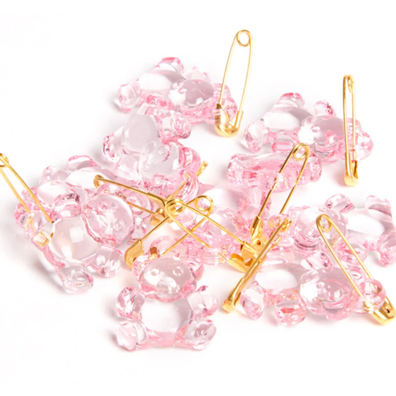 Ourson rose à épingler x10