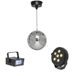 Pack Disco 3 effets de lumière boule à facette stroboscope