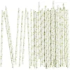 Paille bambou blanche motif feuillage x50 - Ø0,6 x H19,7cm