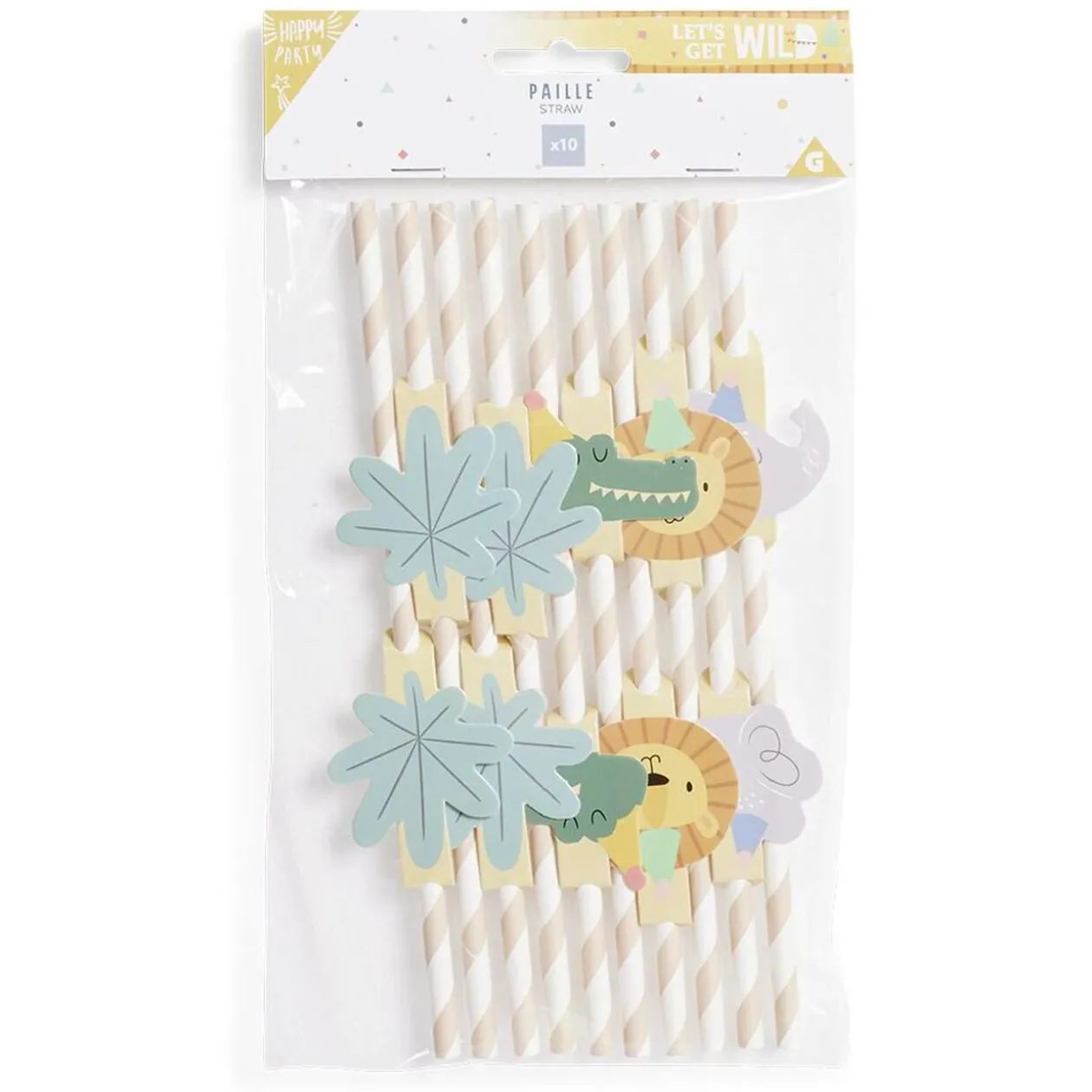 Paille décor animaux sauvage x8