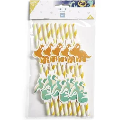 Paille décor dinosaure x10