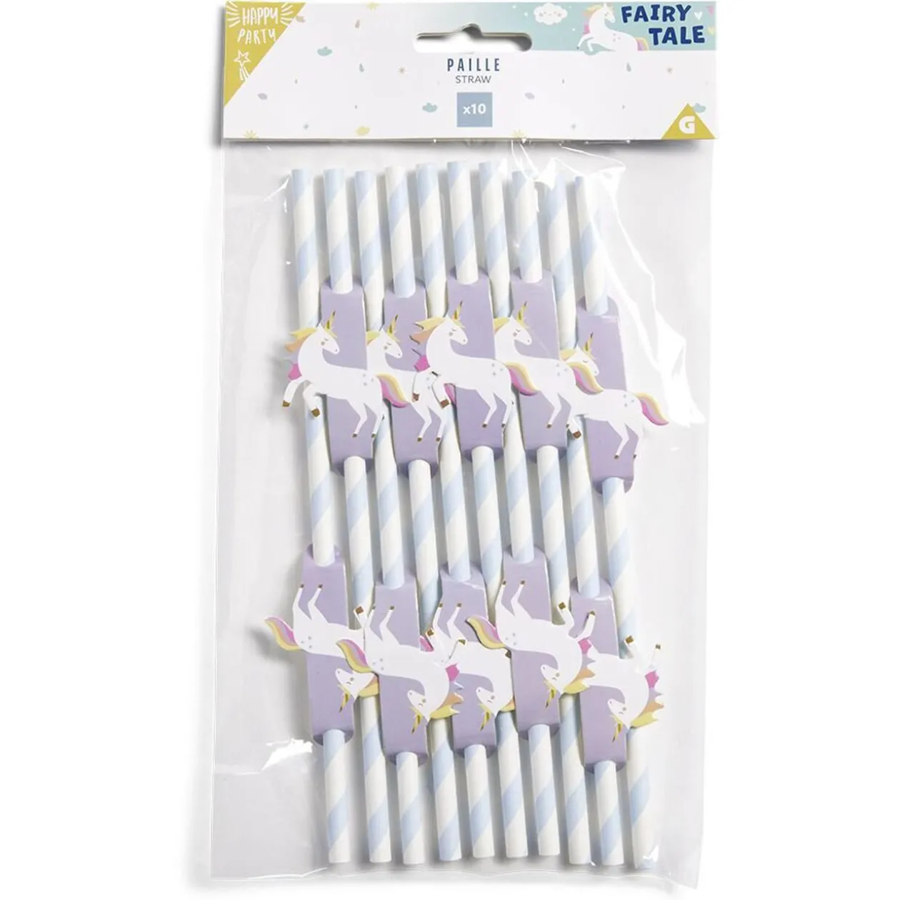 Paille décor fée licorne x10