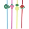 Paille design fruit en plastique réutilisable x4