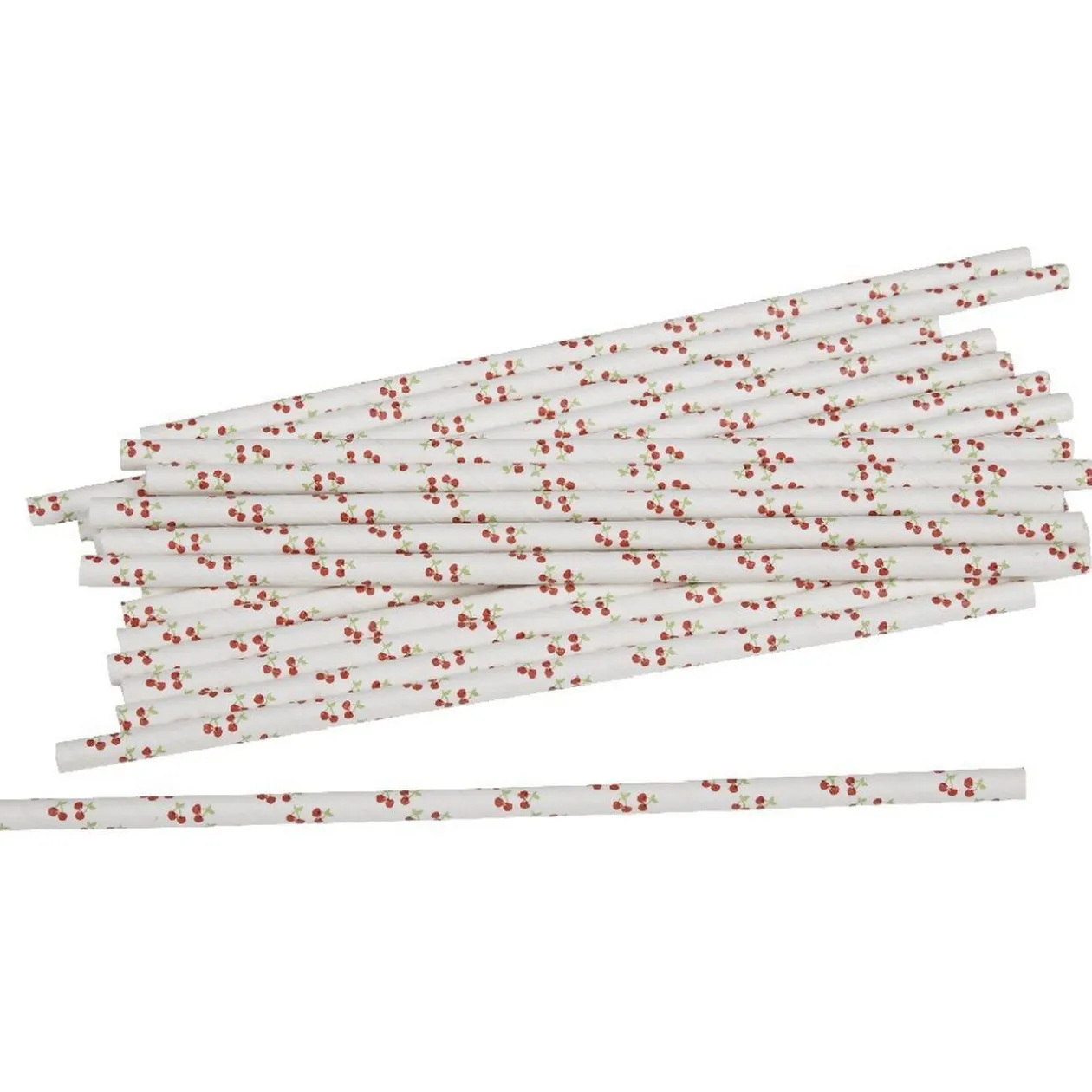 Paille en carton déco cerise x20
