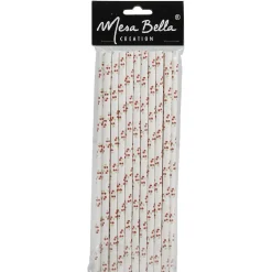 Paille en carton déco cerise x20