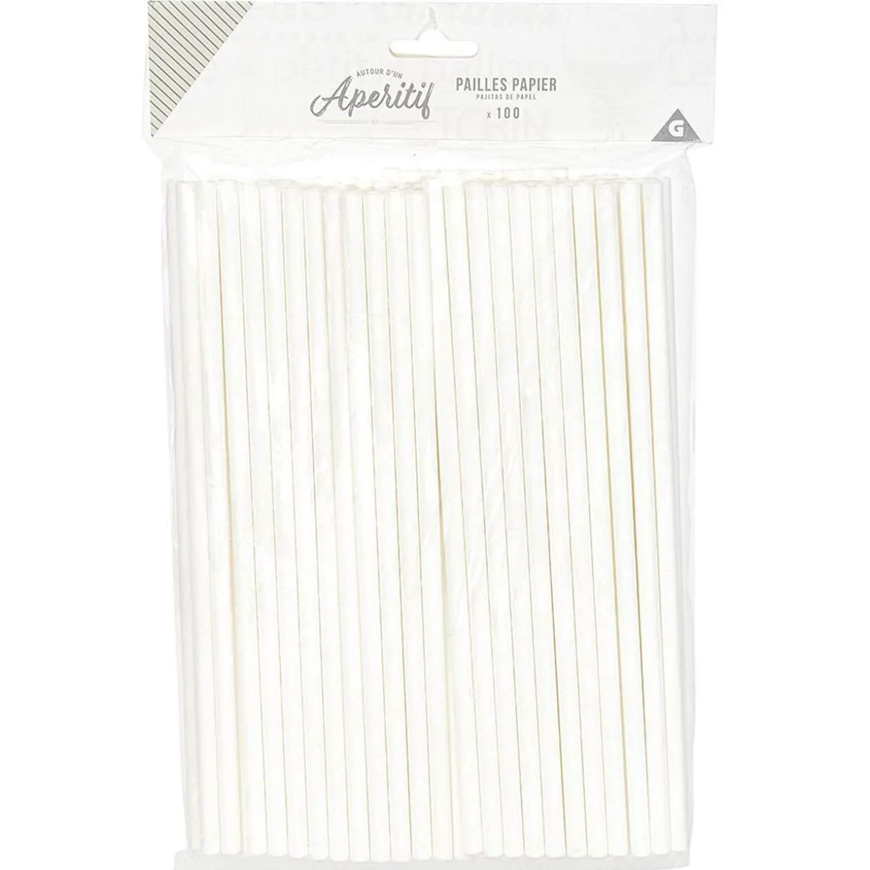 Paille en papier blanche x100