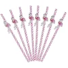 Paille en papier flamant rose x 16
