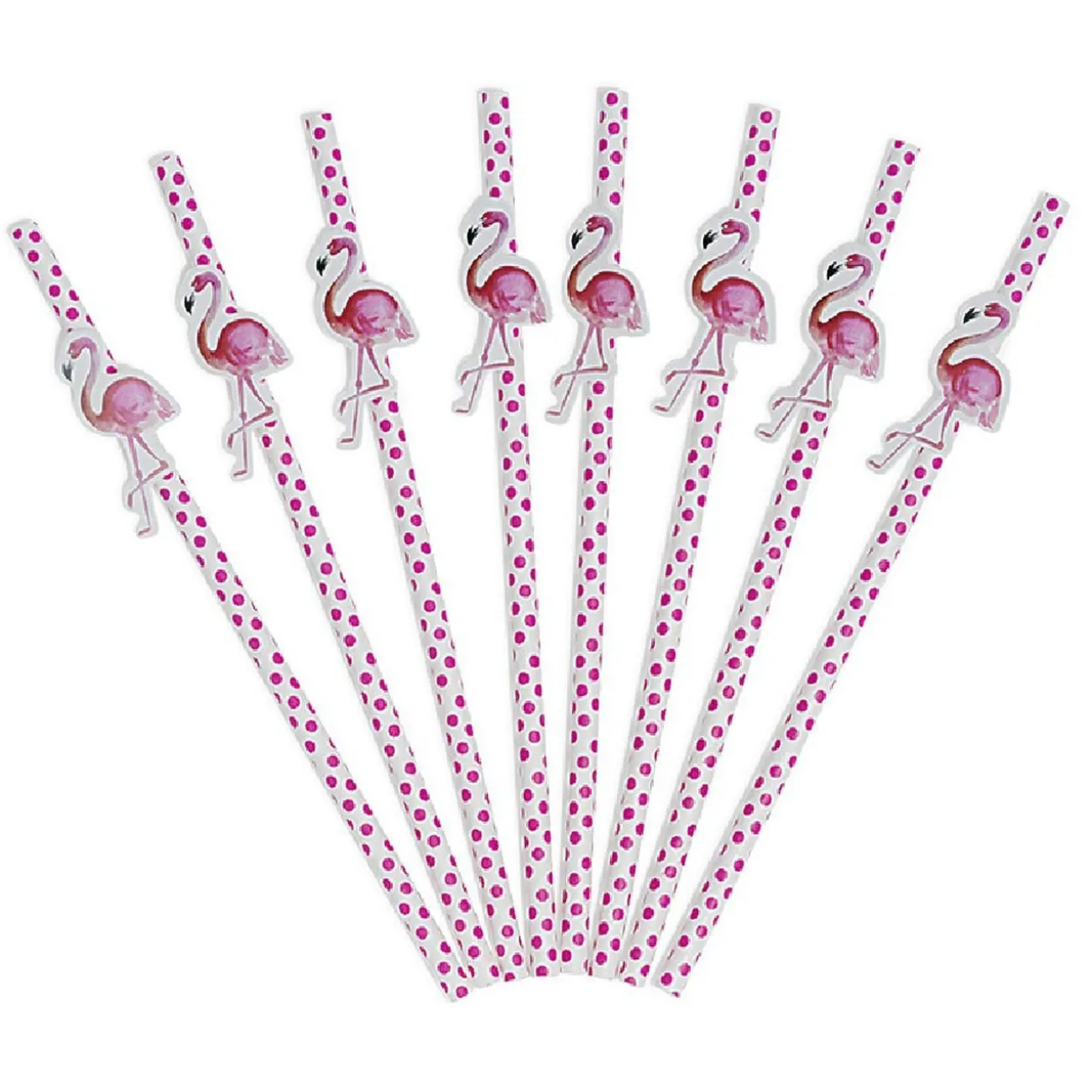 Paille en papier flamant rose x 16