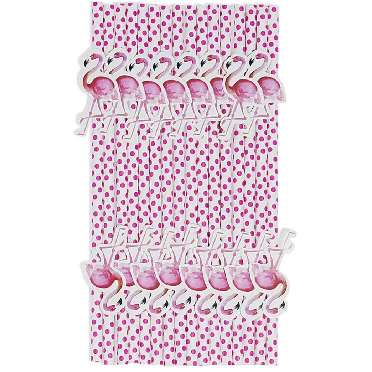 Paille en papier flamant rose x 16