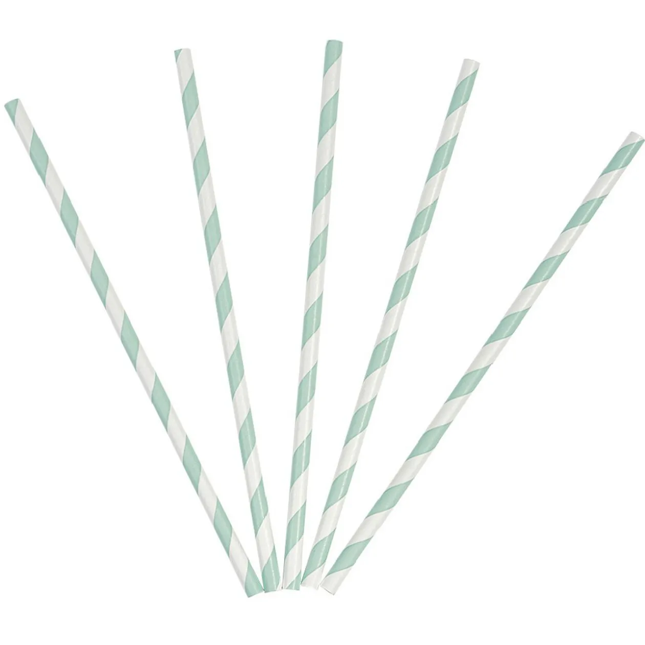 Paille en papier motif chevron blanc et vert x20