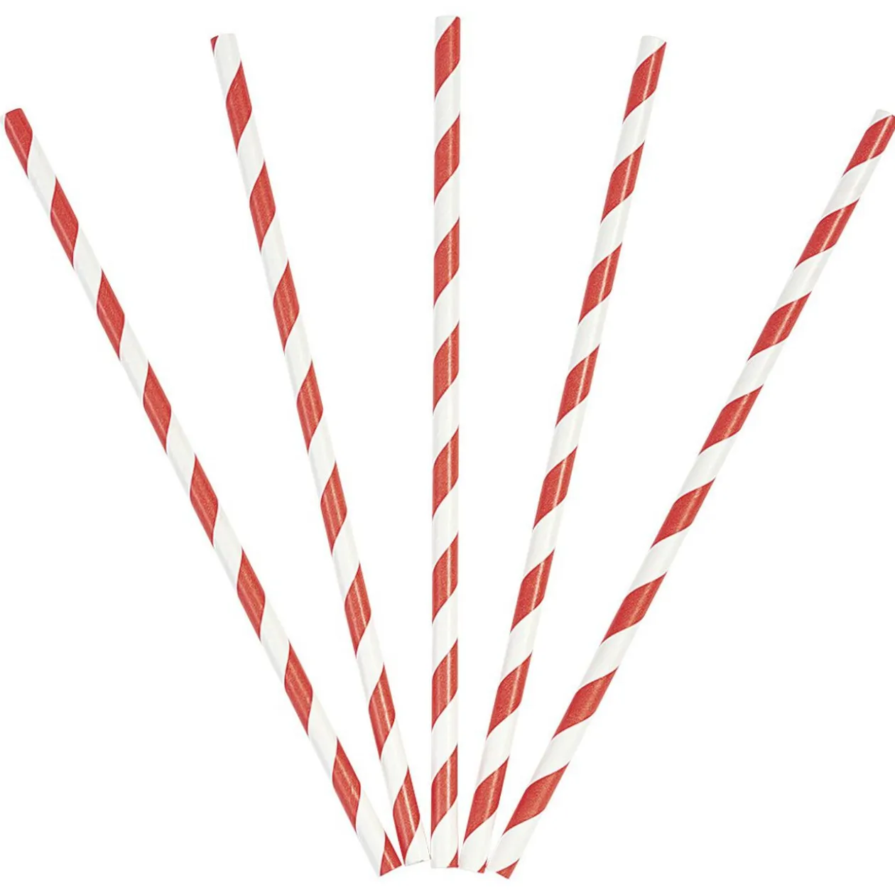 Paille en papier motif chevron blanc et rouge x20