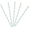 Paille en papier motif chevron blanc turquoise x20
