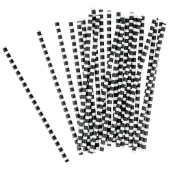 Paille en papier noir et blanc x 24