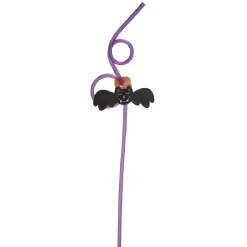 Paille en plastique décor Halloween violet x12