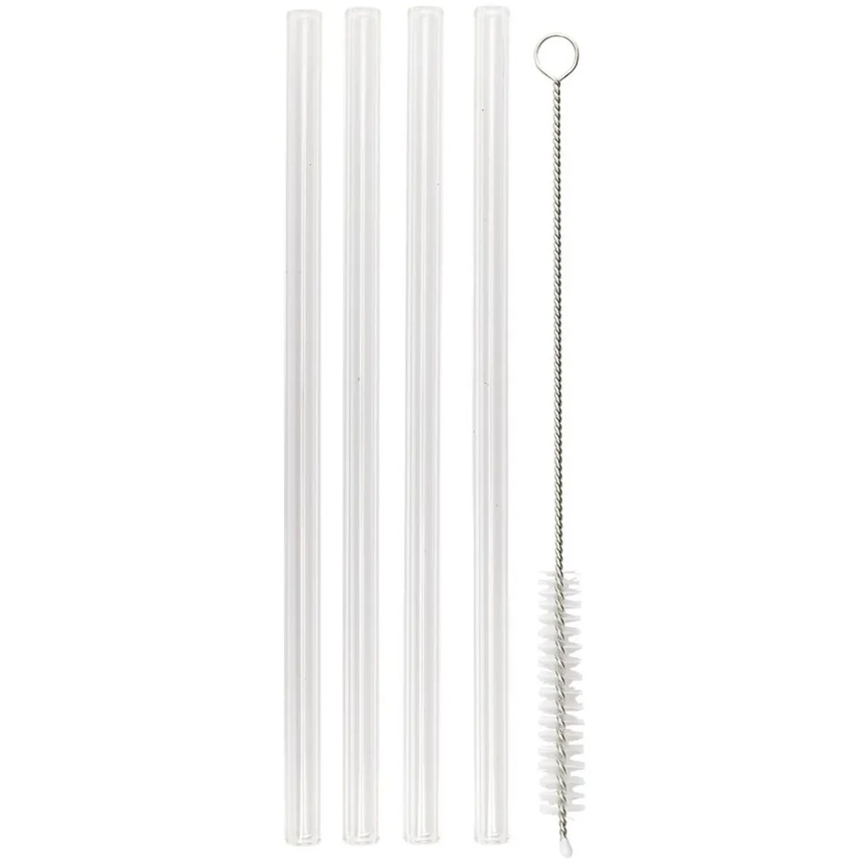 Paille en verre x4 et goupillon inox