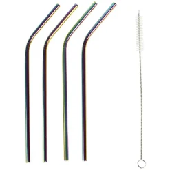 Paille inox réutilisable irisé x4