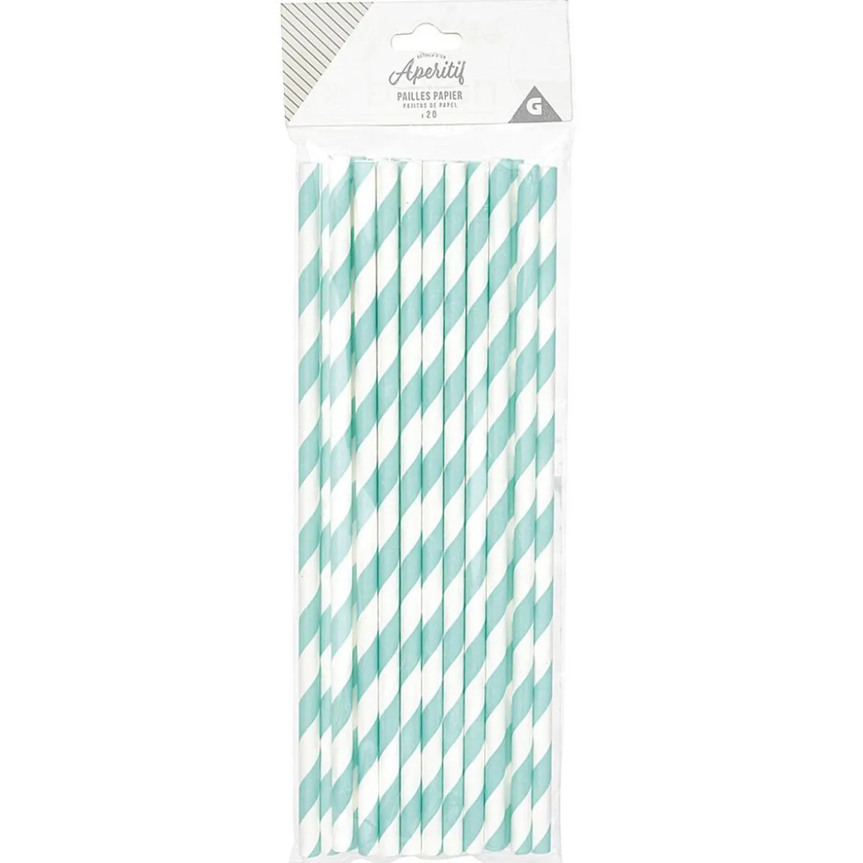 Paille jetable en papier blanc x20