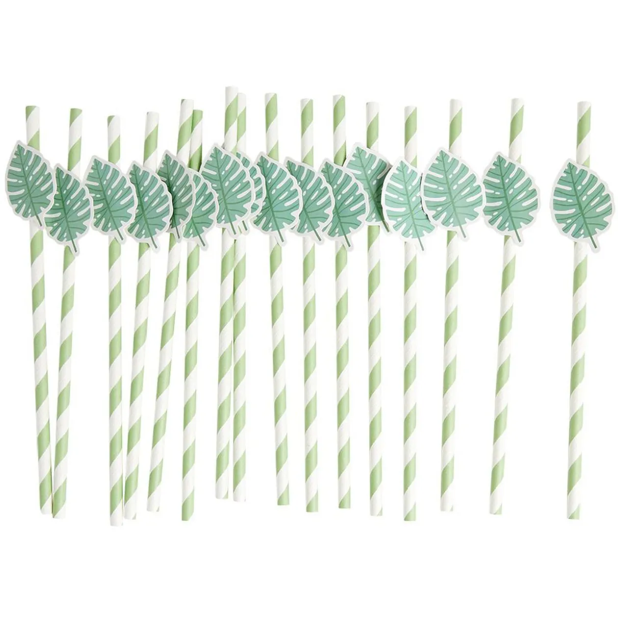 Paille papier décor spirale colorée avec fantaisie x16 - Ø0,5 x H27cm