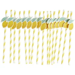 Paille papier décor spirale colorée avec fantaisie x16 - Ø0,5 x H27cm