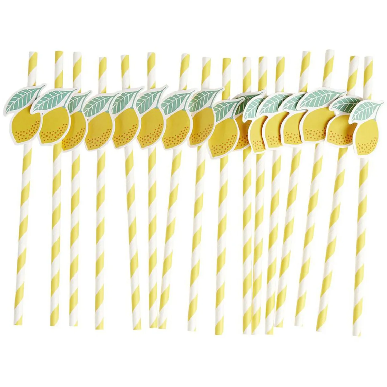 Paille papier décor spirale colorée avec fantaisie x16 - Ø0,5 x H27cm