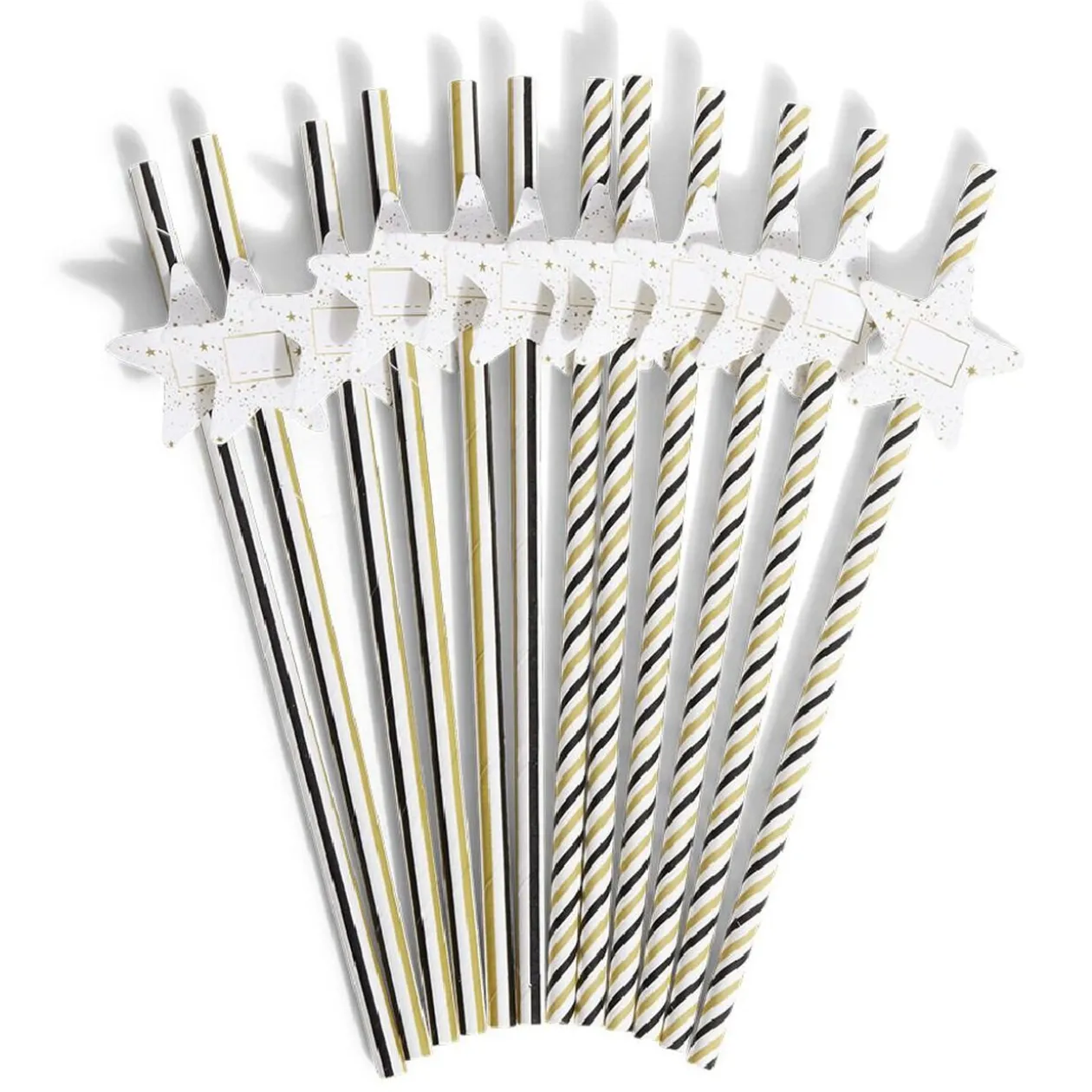 Paille personnalisable étiquette étoile tricolore x12