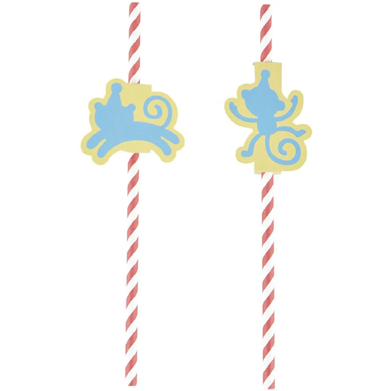 Paille rouge et étiquette singe x 24