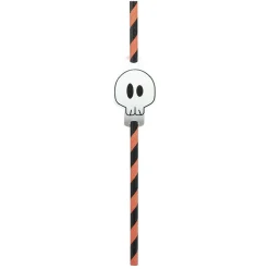 Pailles tête de mort orange x20
