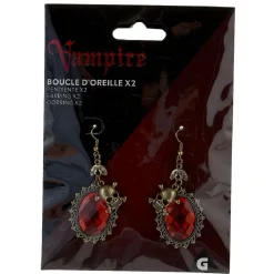 Paire de boucles d'oreilles motif tête de squelette - Vampire