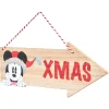 Pancarte bois Disney Mickey XMAS à suspendre L40xH15cm