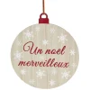 Pancarte boule de Noël en bois Ø30cm
