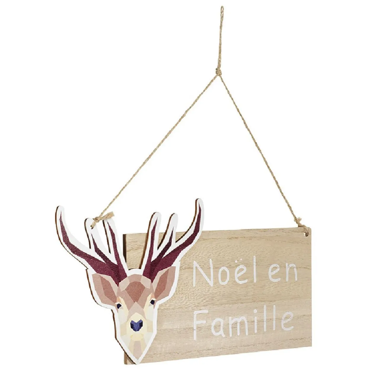 Pancarte de Noël à suspendre motif renne avec inscription