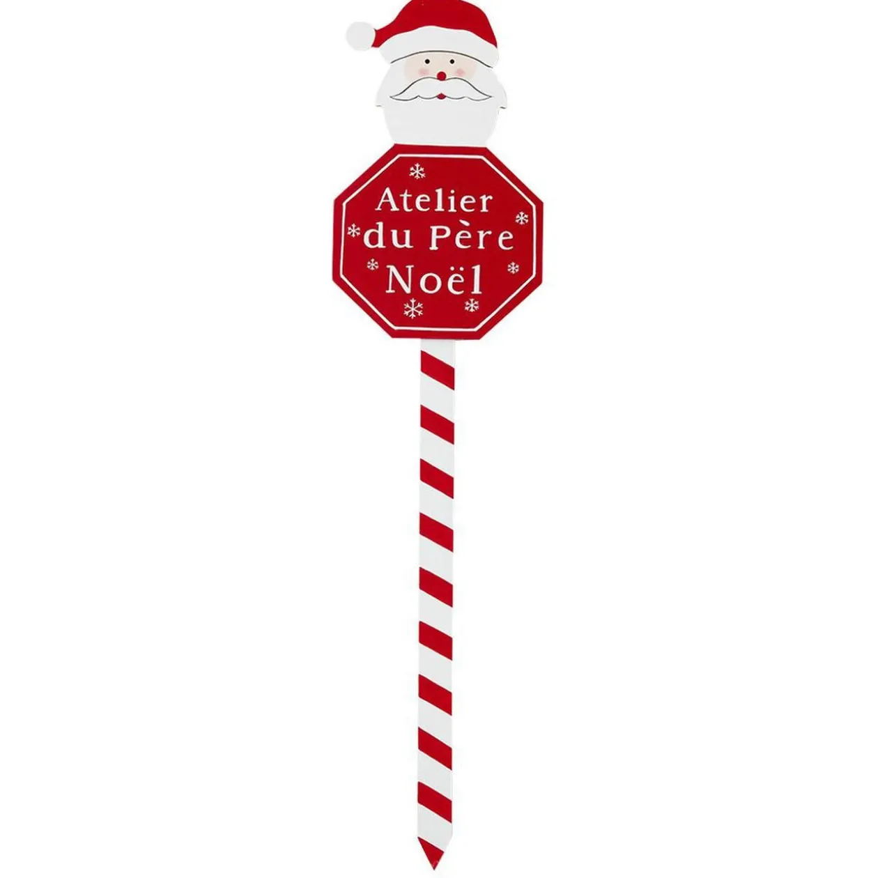 Pancarte de Noël en bois rouge et blanc H50cm