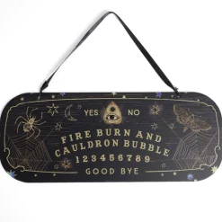 Pancarte Halloween à suspendre planche ouija en bois L43xH17cm