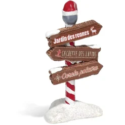 Pancarte inscription de Noël en résine marron blanc rouge