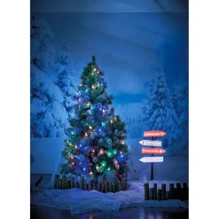 Pancarte lumineuse solaire 32 LED inscription thème Noël rouge blanc