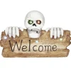 Pancarte squelette LED Halloween inscription Welcome lumineux sonore